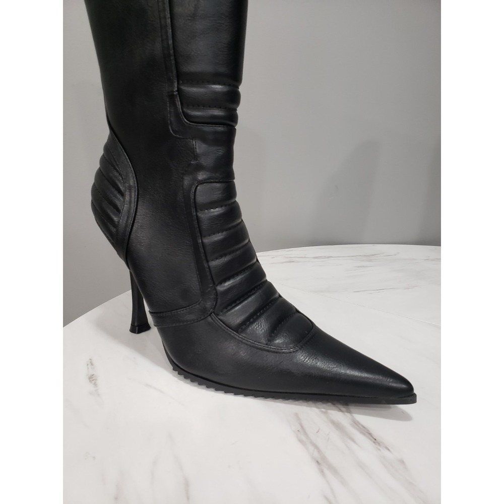NEW‎ SZ 10 Dolls Kill Generation Kiss Motocrossed Knee High MOTO heel boots tall - Picture 7 of 10